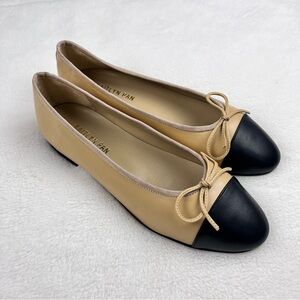 Kaitlyn Pan Lambskin Two Tone Bow Ballet Flats